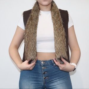 Boucle Faux Fur Leather Vest